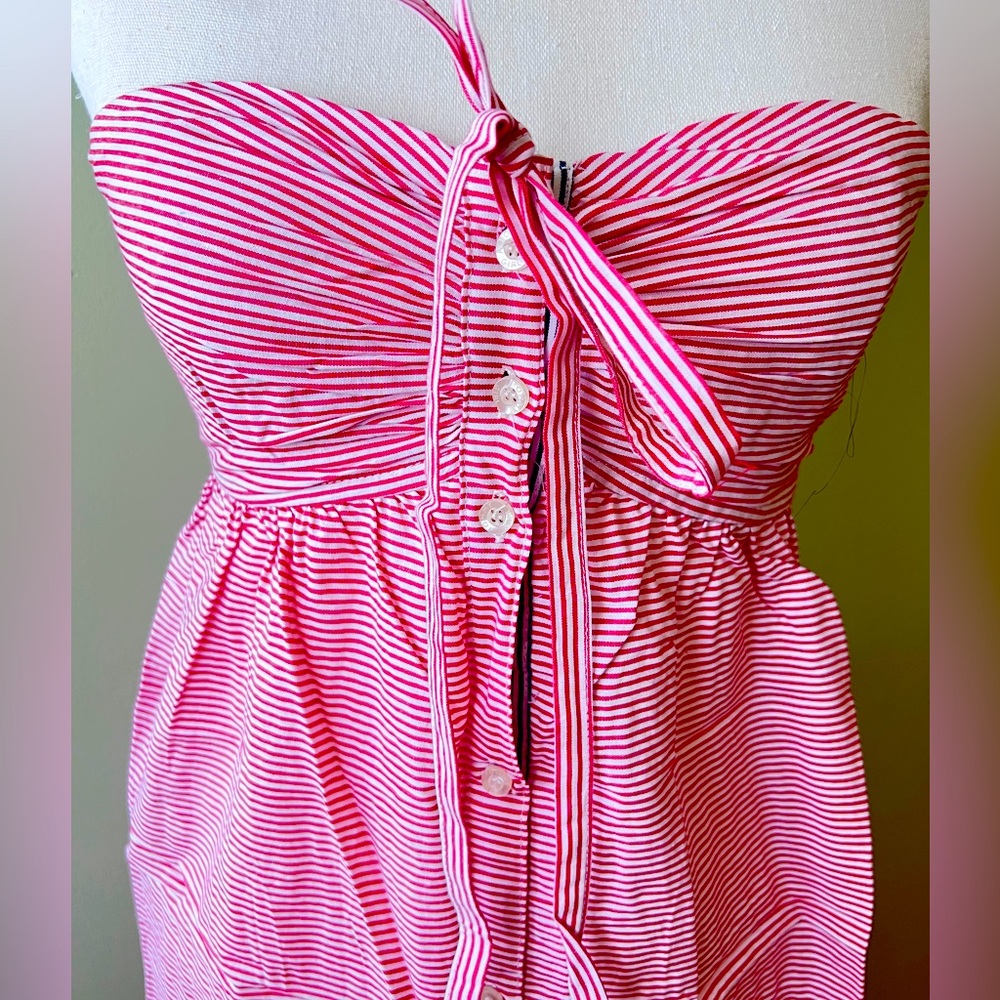 Tommy Girl Red and White Striped Buttoned Cotton Dress in Size Small NWOT y2k